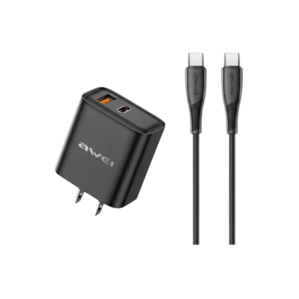 AWEI PD81C Dual Port Fast Charger 22.5W USB + 20W Type-C Wall Adapter
