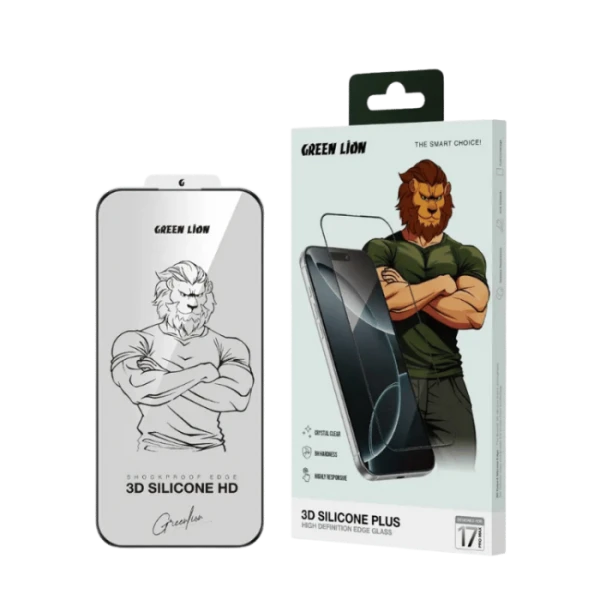 Green Lion 3D Silicone Plus High Definition Edge Glass for iPhone 17 Pro Max - Clear
