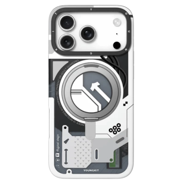 YOUNGKIT Startship for iPhone 17 Pro Max Magnetic Case Kickstand Rotating IMD TPU Phone Case